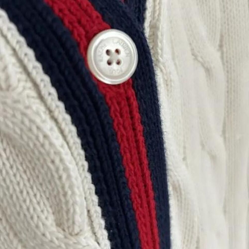 Polo Ralph Lauren Cable Knit Cricket Cardigan - Cream - Size Large - Picture 5 of 8